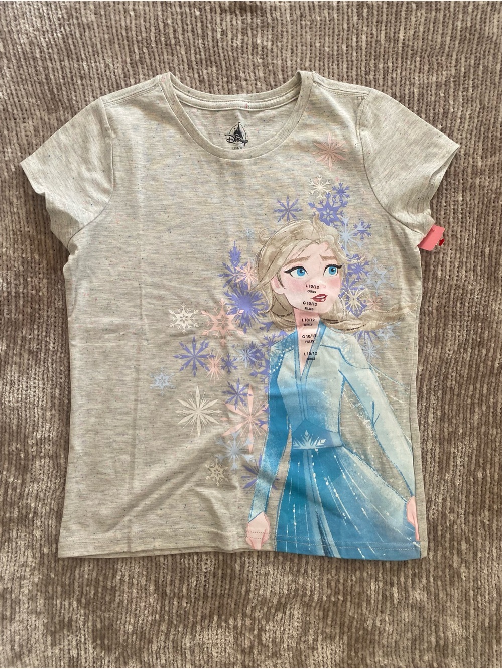 Disney Girls' Light Gray and Blue Elsa Frozen Graphic Tee